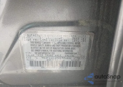2017 Nissan Sentra Sv from USA, damaged, VIN 3N1AB7AP8HY341153